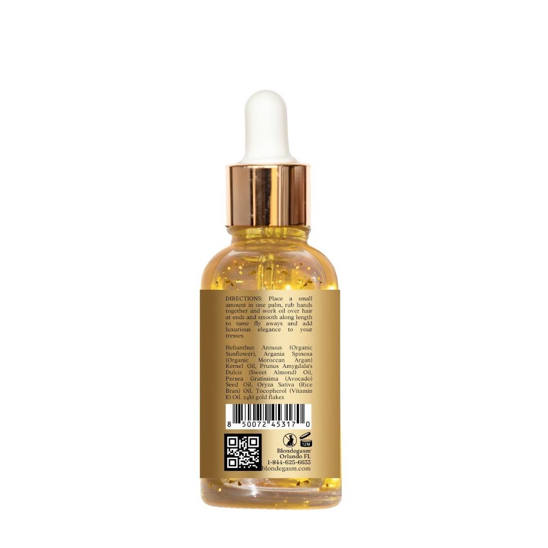 AU24 Liquid Gold – Luxe Hair Oil with Real 24K Gold Flakes | Blondegasm®