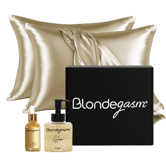 AU24 Bundle - Liquid Gold Hair & Skin Treatment Kit with Satin Pillowcases | Blondegasm®